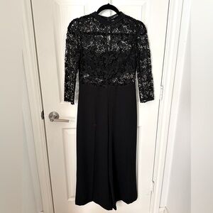 Zara Black Lace Bodice Wide-Leg Jumpsuit Size Medium